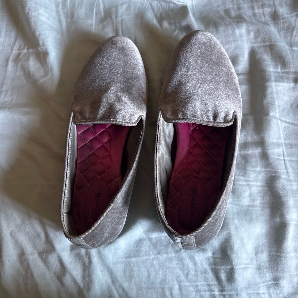 Birdies Grey Velvet Loafer